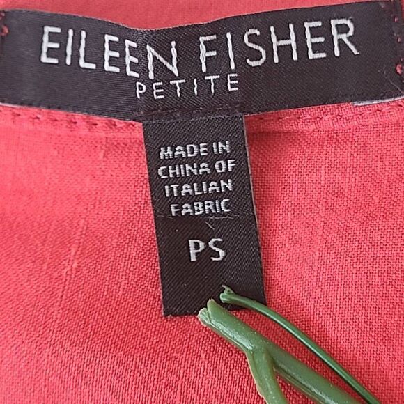 Eileen Fisher Womens Coral Linen Blend Blouse Size Petite Small - Picture 6 of 12